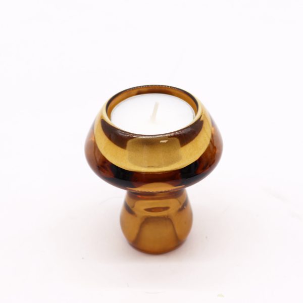 Mushroom Flip Dinner Candle / Tealight Holder - Antique Amber - Image 2