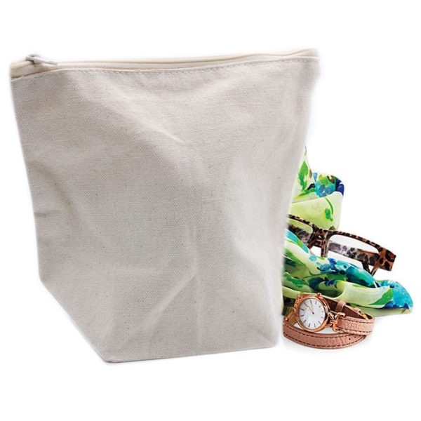 Natural Cotton Toiletry Bag 10 oz - Medium Pouch - Image 5