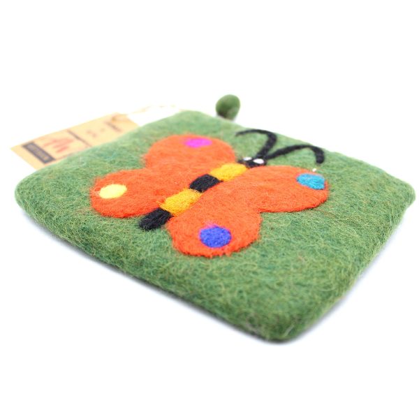 Natural Felt Zipper Pouch (asst) - Big Butterfly - Image 5