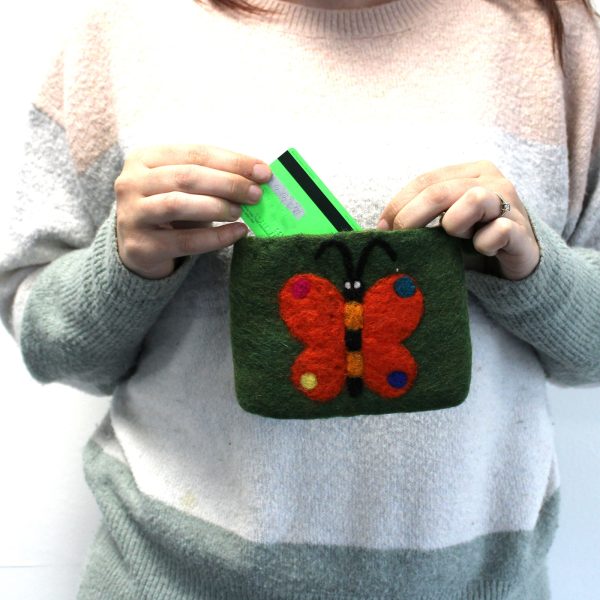 Natural Felt Zipper Pouch (asst) - Big Butterfly - Image 7