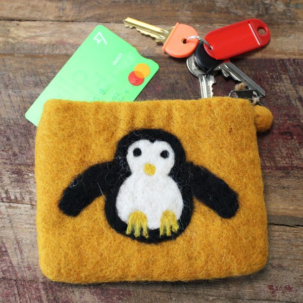 Natural Felt Zipper Pouch (asst) - Cute Penguin - Image 6