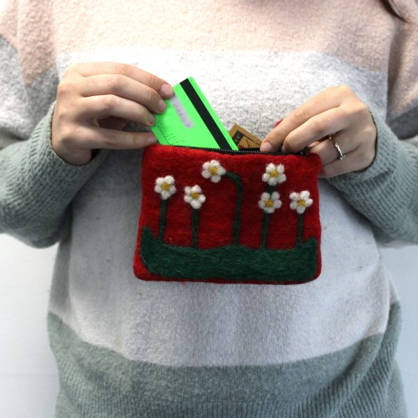 Natural Felt Zipper Pouch (asst) - Flower Garden - Image 5