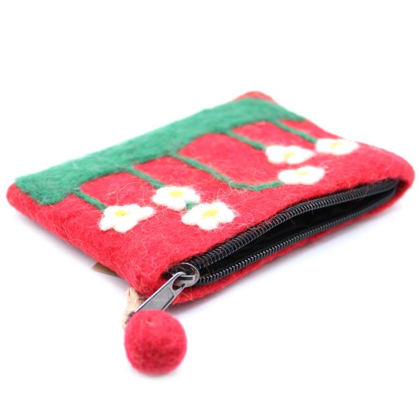Natural Felt Zipper Pouch (asst) - Flower Garden - Image 6