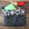 Natural Felt Zipper Pouch (asst) - Four Flowers - Image 5