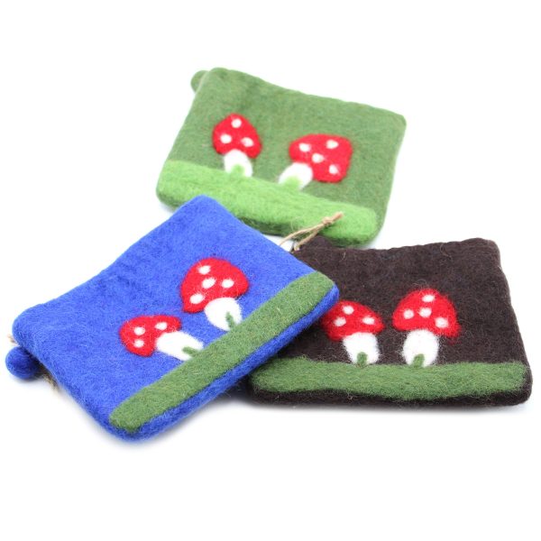 Natural Felt Zipper Pouch (asst) - Mystic Mushrooms - Image 3