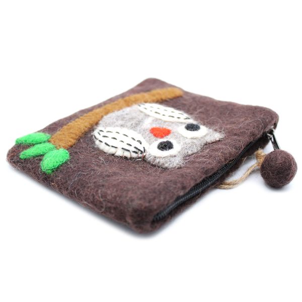 Natural Felt Zipper Pouch (asst) - Owl on Branch - Image 4