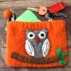 Natural Felt Zipper Pouch (asst) - Owl on Branch - Image 5