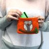 Natural Felt Zipper Pouch (asst) - Owl on Branch - Image 6
