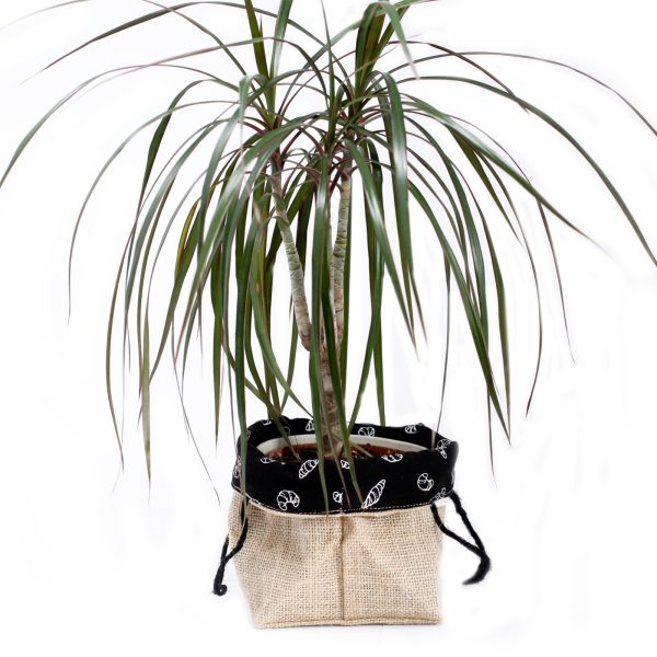 Natural Jute Cotton Gift Bag - Black Lining - Large - Image 2