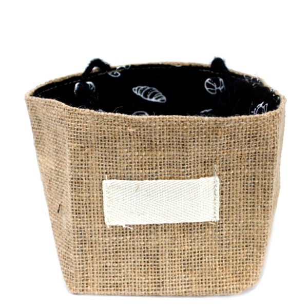 Natural Jute Cotton Gift Bag - Black Lining - Medium - Image 2