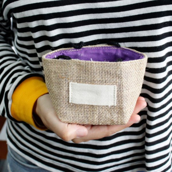 Natural Jute Cotton Gift Bag - Black Lining - Small - Image 6