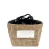 Natural Jute Cotton Gift Bag - Black Lining - Small - Image 2