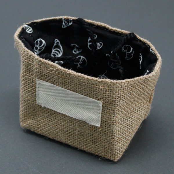 Natural Jute Cotton Gift Bag - Black Lining - Small - Image 3