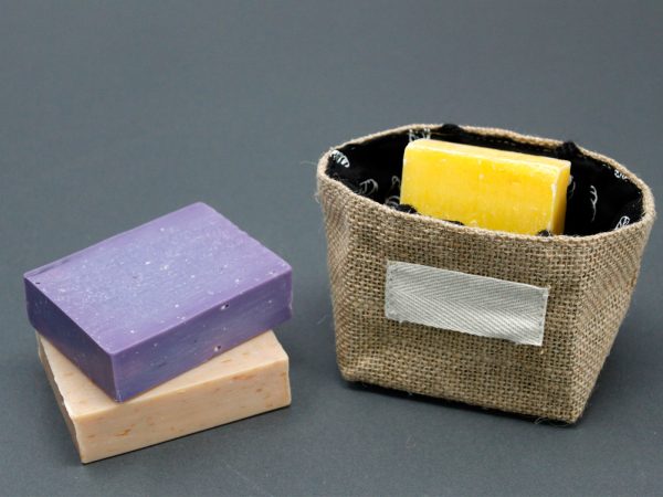 Natural Jute Cotton Gift Bag - Black Lining - Small - Image 4