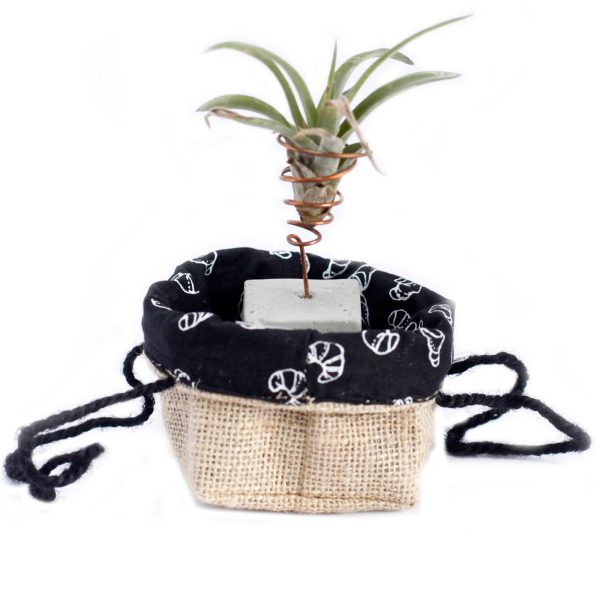 Natural Jute Cotton Gift Bag - Black Lining - Small - Image 7