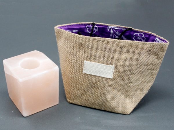 Natural Jute Cotton Gift Bag - Lavender Lining - Large - Image 2