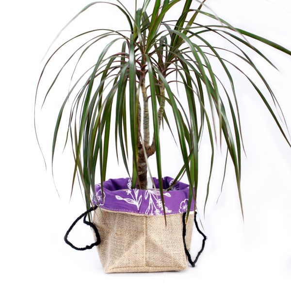 Natural Jute Cotton Gift Bag - Lavender Lining - Large - Image 5