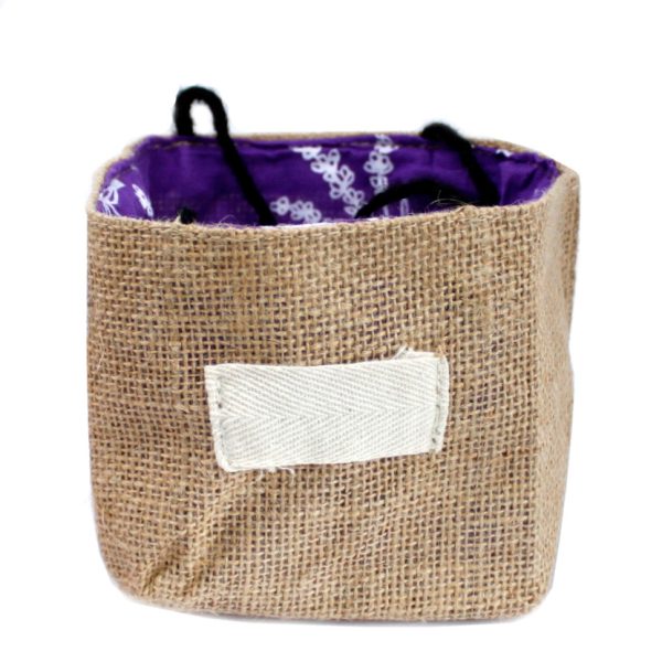 Natural Jute Cotton Gift Bag - Lavender Lining - Medium - Image 2