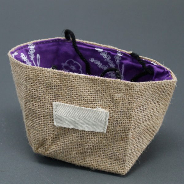 Natural Jute Cotton Gift Bag - Lavender Lining - Medium - Image 3