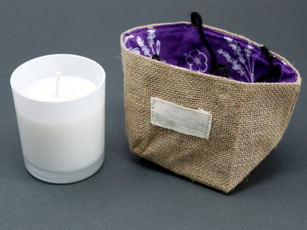 Natural Jute Cotton Gift Bag - Lavender Lining - Medium - Image 4
