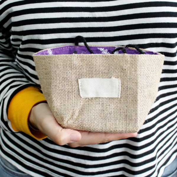 Natural Jute Cotton Gift Bag - Lavender Lining - Medium - Image 6