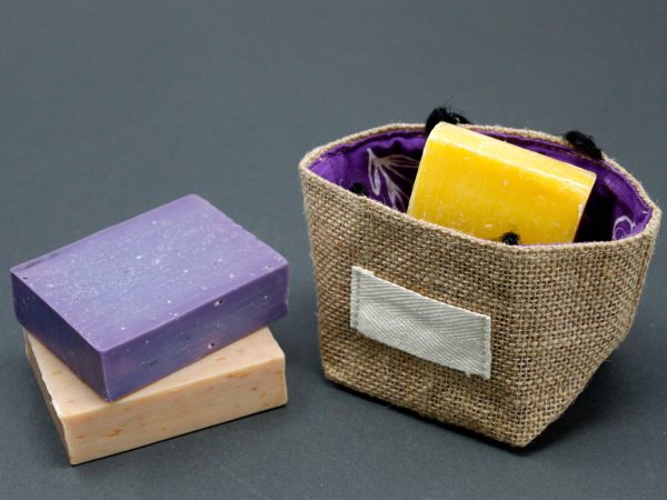 Natural Jute Cotton Gift Bag - Lavender Lining - Small - Image 4