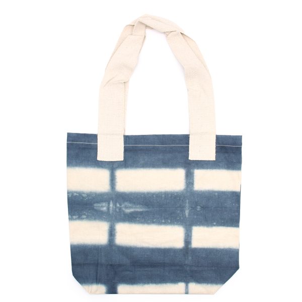 Natural Tie-Dye Cotton Bag (8oz) - Grey Blocks - Natural Handle