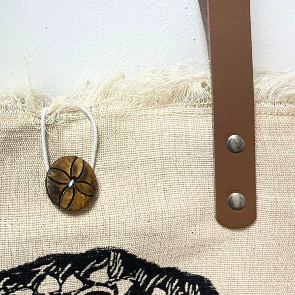 Natural Tote Bag Leather Handle - Buddha - Image 2