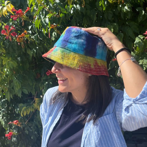 Patched Hemp & Cotton Boho Festival Hat - Tiedye - Image 3