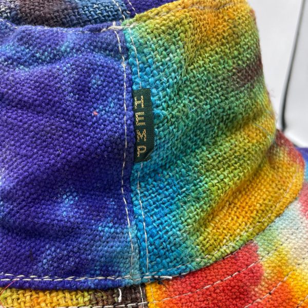 Patched and Wired Hemp & Cotton Boho Festival Hat - Tiedye - Image 3