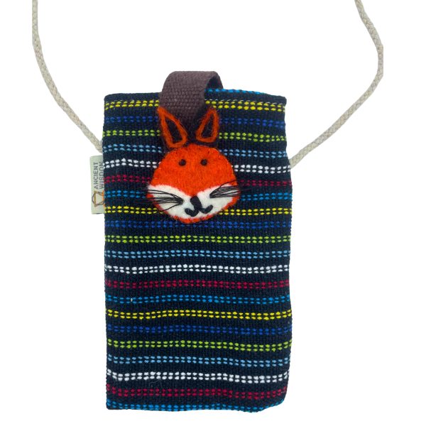Phone Holder Bag Black and Multi - fox decor - Image 4