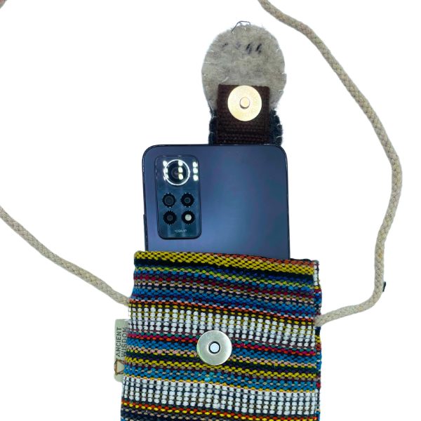 Phone Holder Bag Stripes Multi and White  - owl decor - Image 2