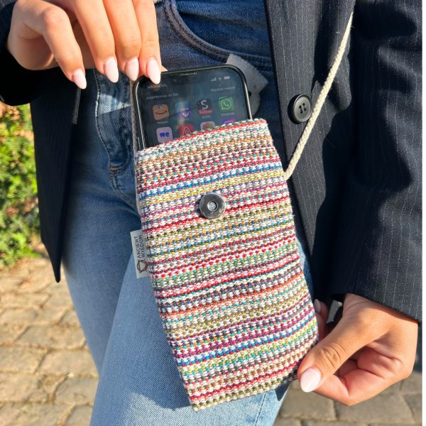 Phone Holder Bag Stripes Pink  - bunny decor - Image 3