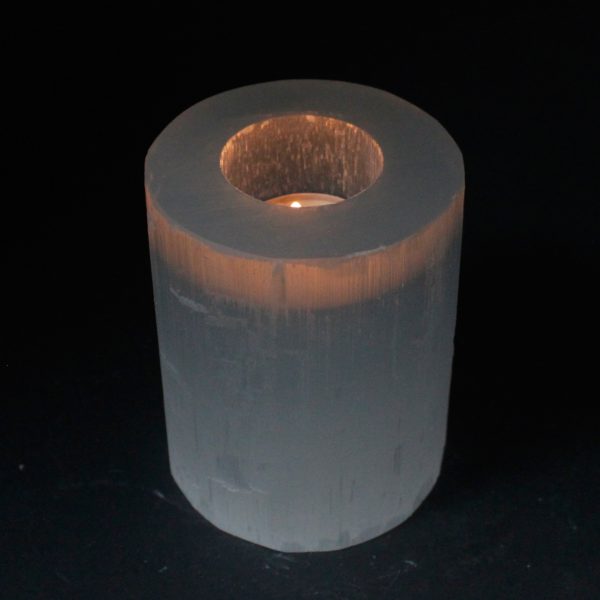Selenite Cylinder Candle Holder - 10 cm - Image 2
