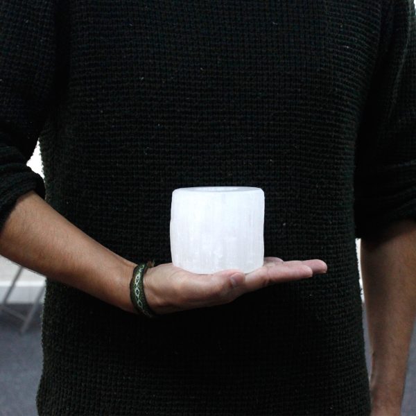 Selenite Cylinder Candle Holder - 8 cm - Image 4