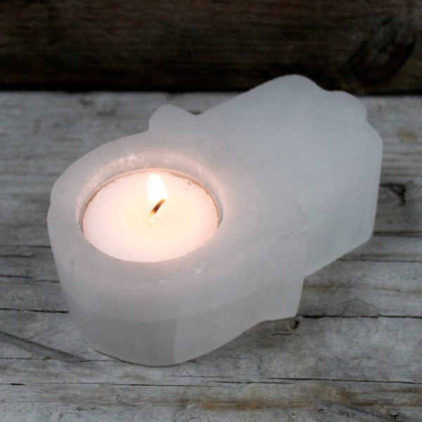 Selenite Hamsa Candle Holder¬† - Image 2