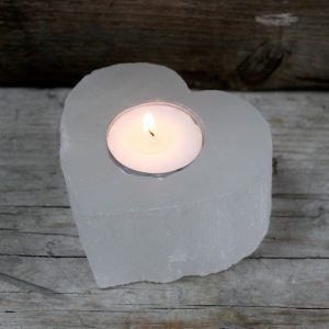 Selenite Heart Candle Holder