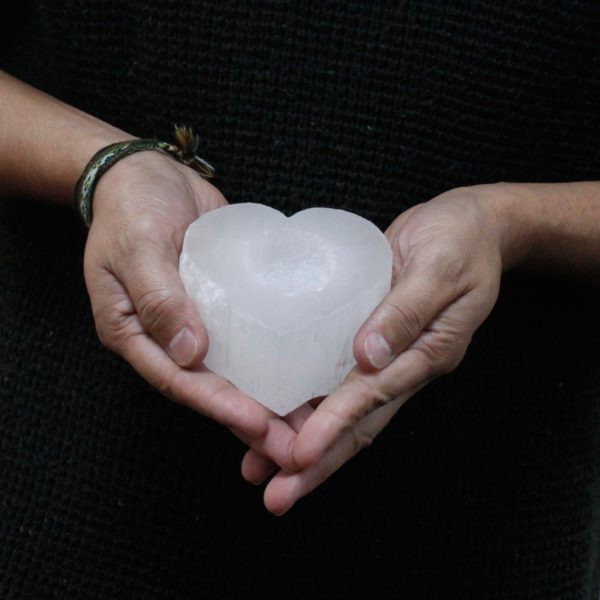 Selenite Heart Candle Holder - Image 3