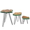 20cm and 18cm  - The wooden tops are 5cm thick  - Including legs