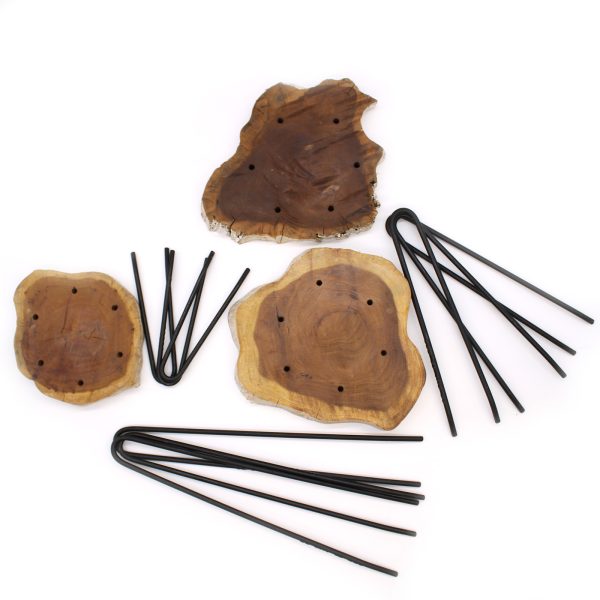 20cm and 15cm  - The wooden tops are 2cm thick  - Including legs