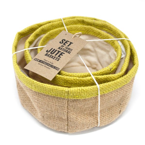 Set of 3 Natural Jute Baskets - Olive - Image 2
