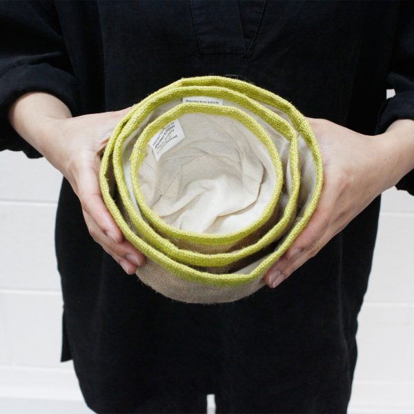 Set of 3 Natural Jute Baskets - Turmeric - Image 3