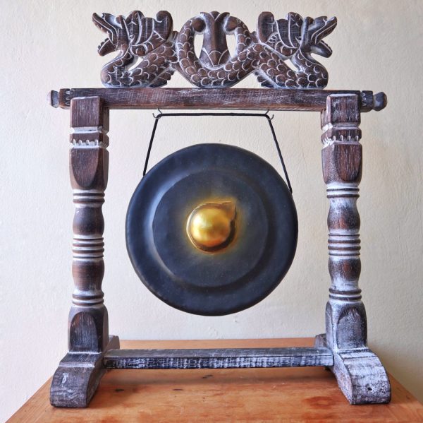 Small Healing Gong in Stand - 25cm - Black - Image 7