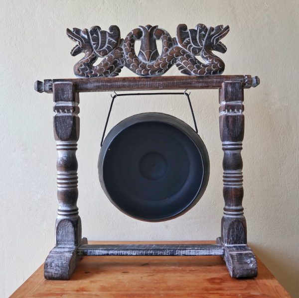 Small Healing Gong in Stand - 25cm - Black - Image 8