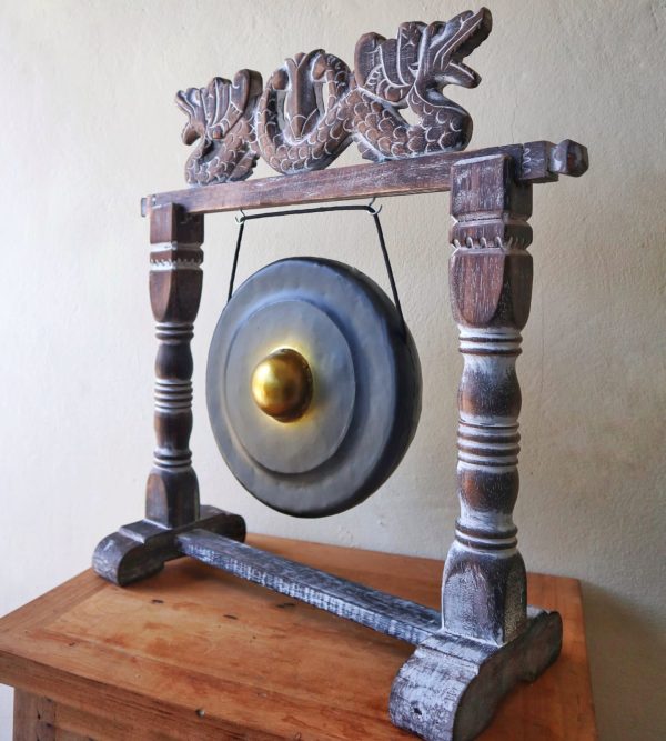 Small Healing Gong in Stand - 25cm - Black - Image 9