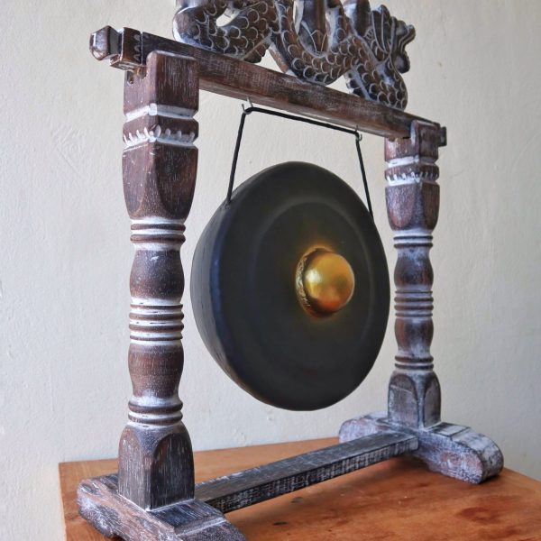 Small Healing Gong in Stand - 25cm - Black - Image 10