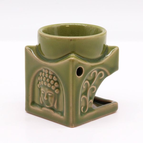 Square Buddha Oil Burner - Light Jade