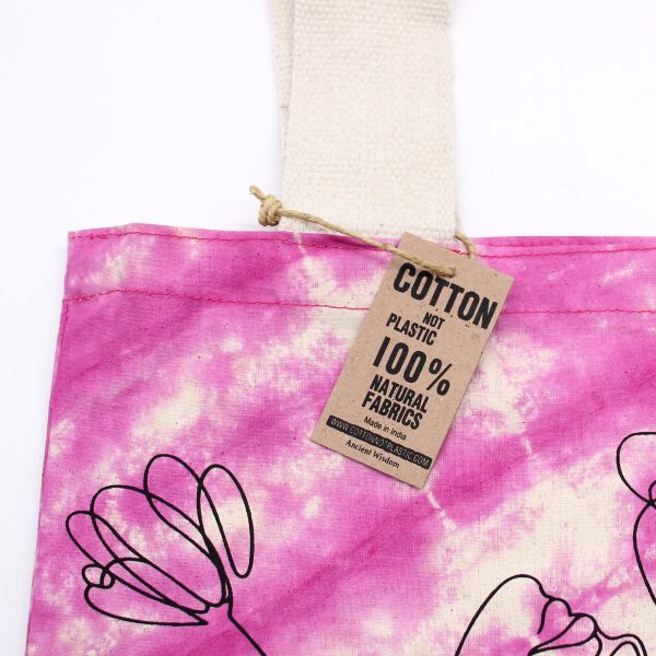 Tie-Dye Cotton Bag (6oz) - Lotus Buddha - Multi Col - Natural Handle - Image 4