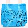 Tie-Dye Cotton Bag (6oz) - Lotus Buddha - Blue - Natural Handle - Image 2