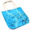 Tie-Dye Cotton Bag (6oz) - Lotus Buddha - Blue - Natural Handle - Image 3